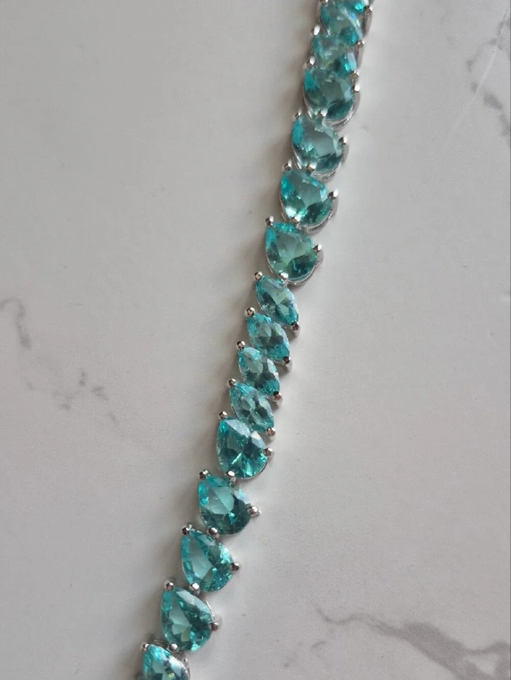 925 Sterling Silver Bright Aqua Tennis Bracelet
